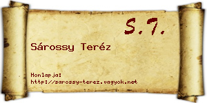 Sárossy Teréz névjegykártya